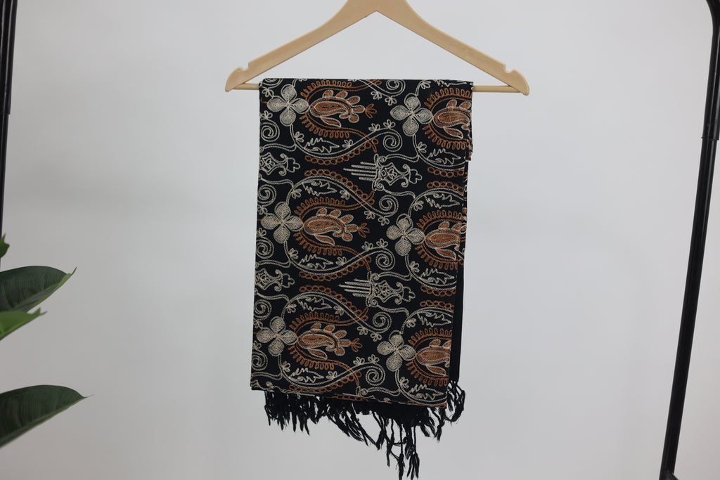 lajvar black woollen shawl with embroidery