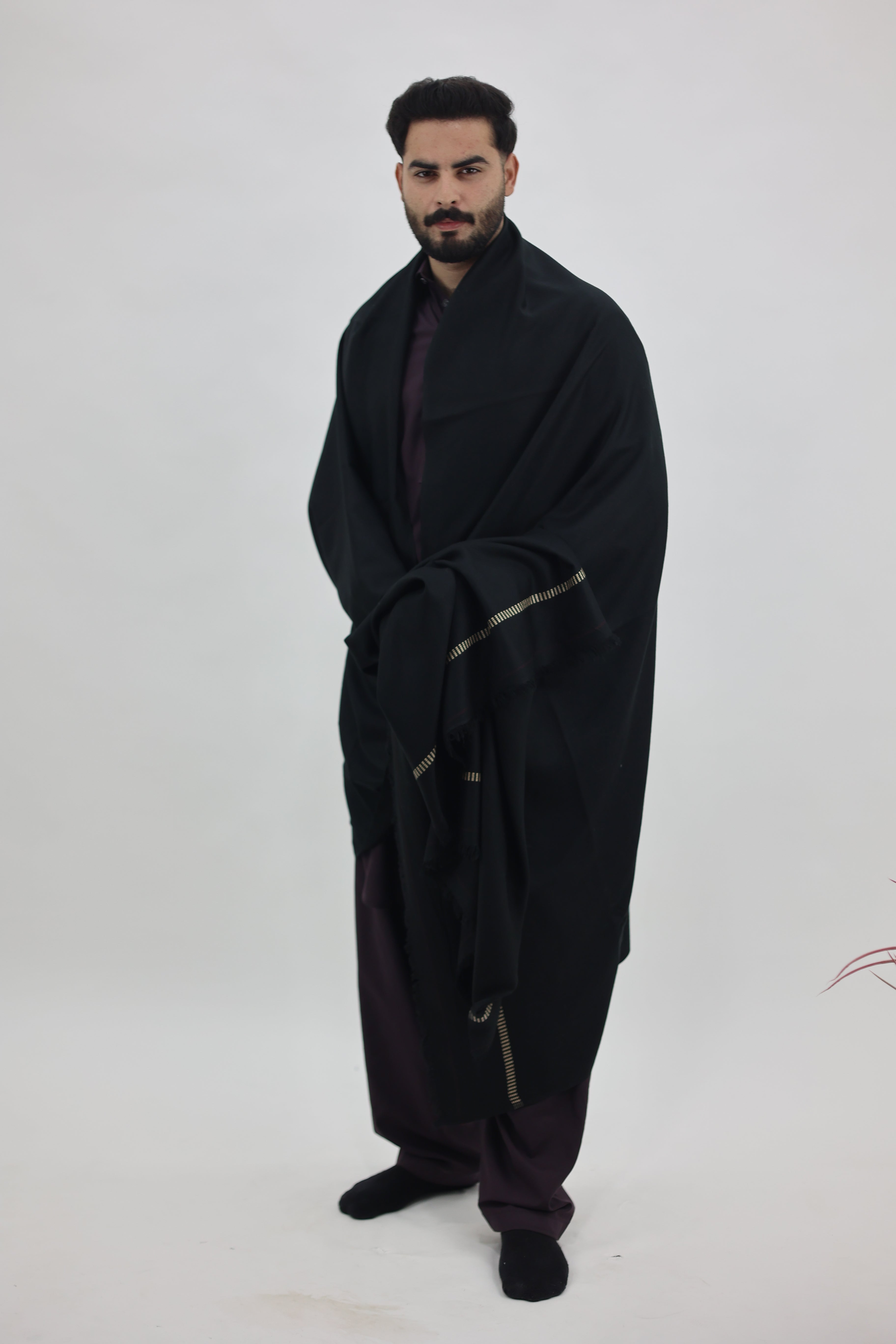 Black Light Weight Woolen Shawl