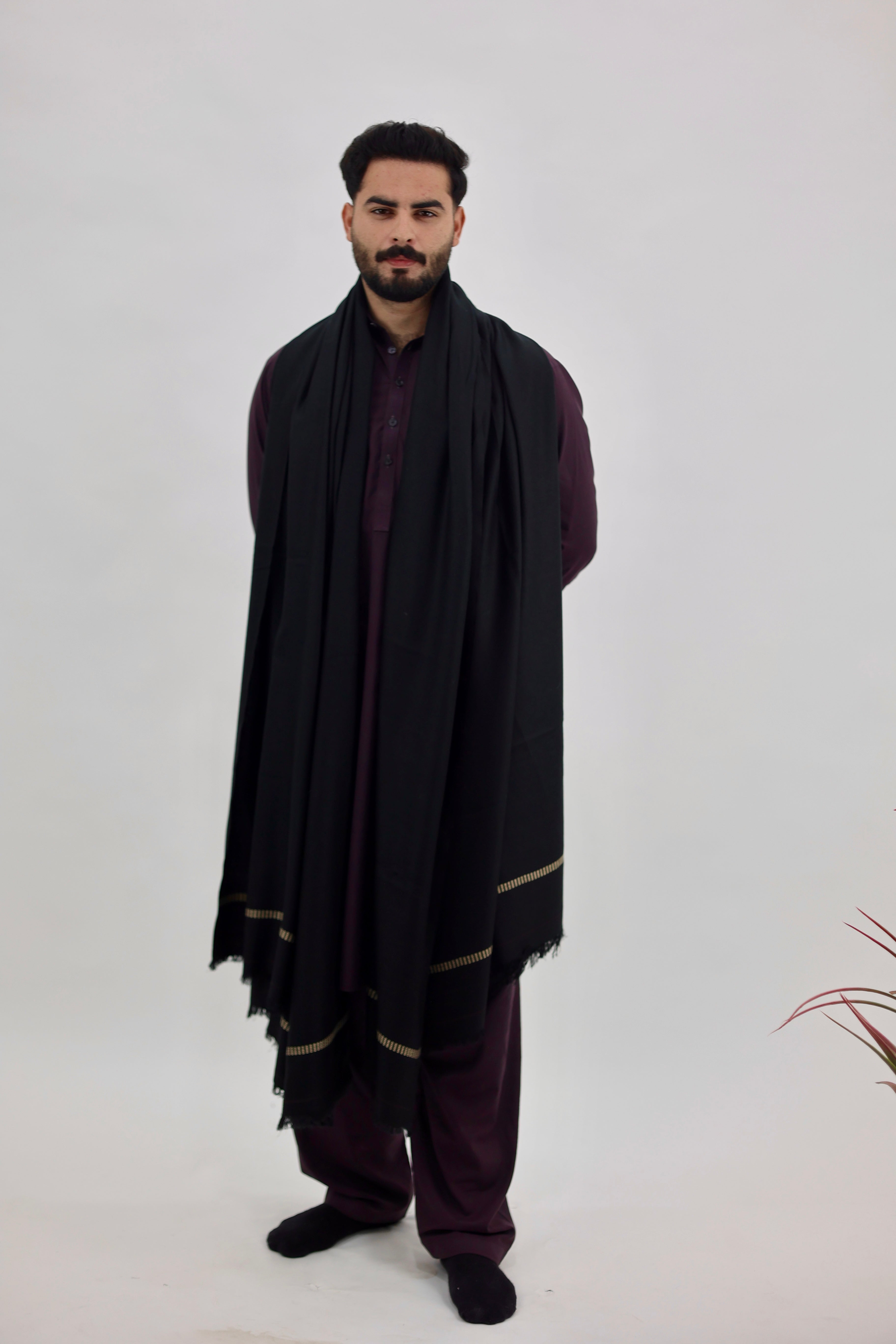 Black Light Weight Woolen Shawl