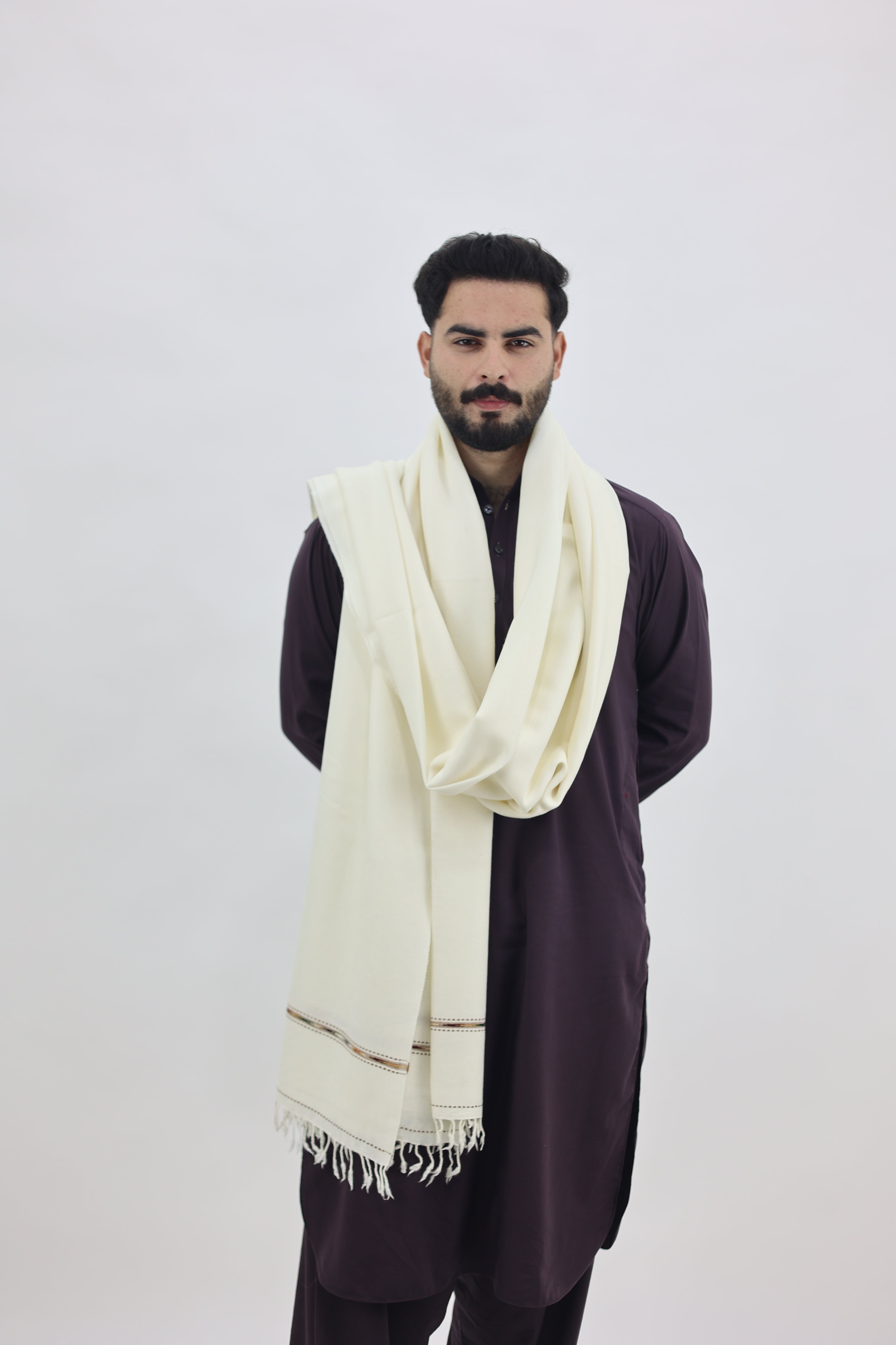 Lajvar special shawl white pure wool
