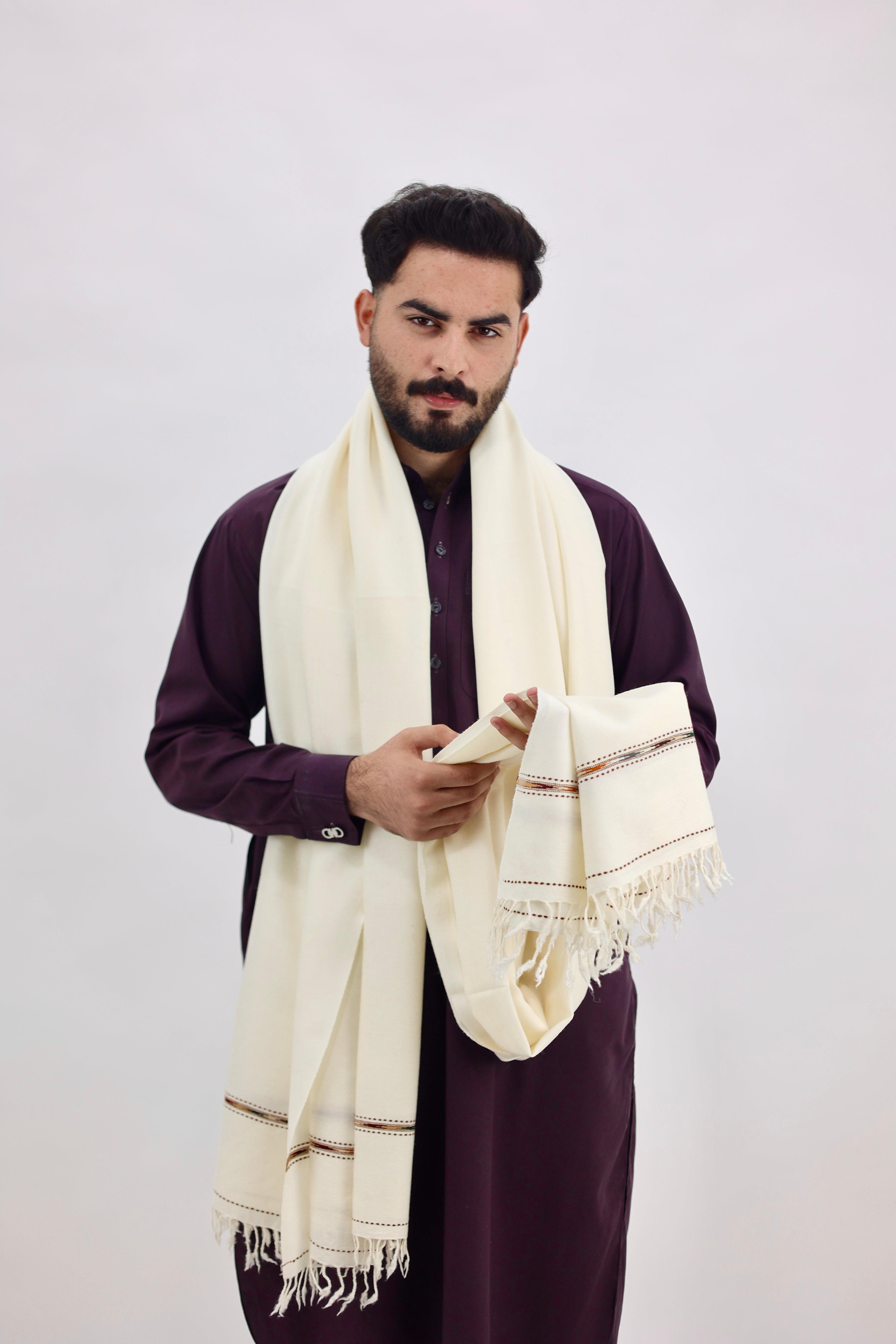 Lajvar special shawl white pure wool