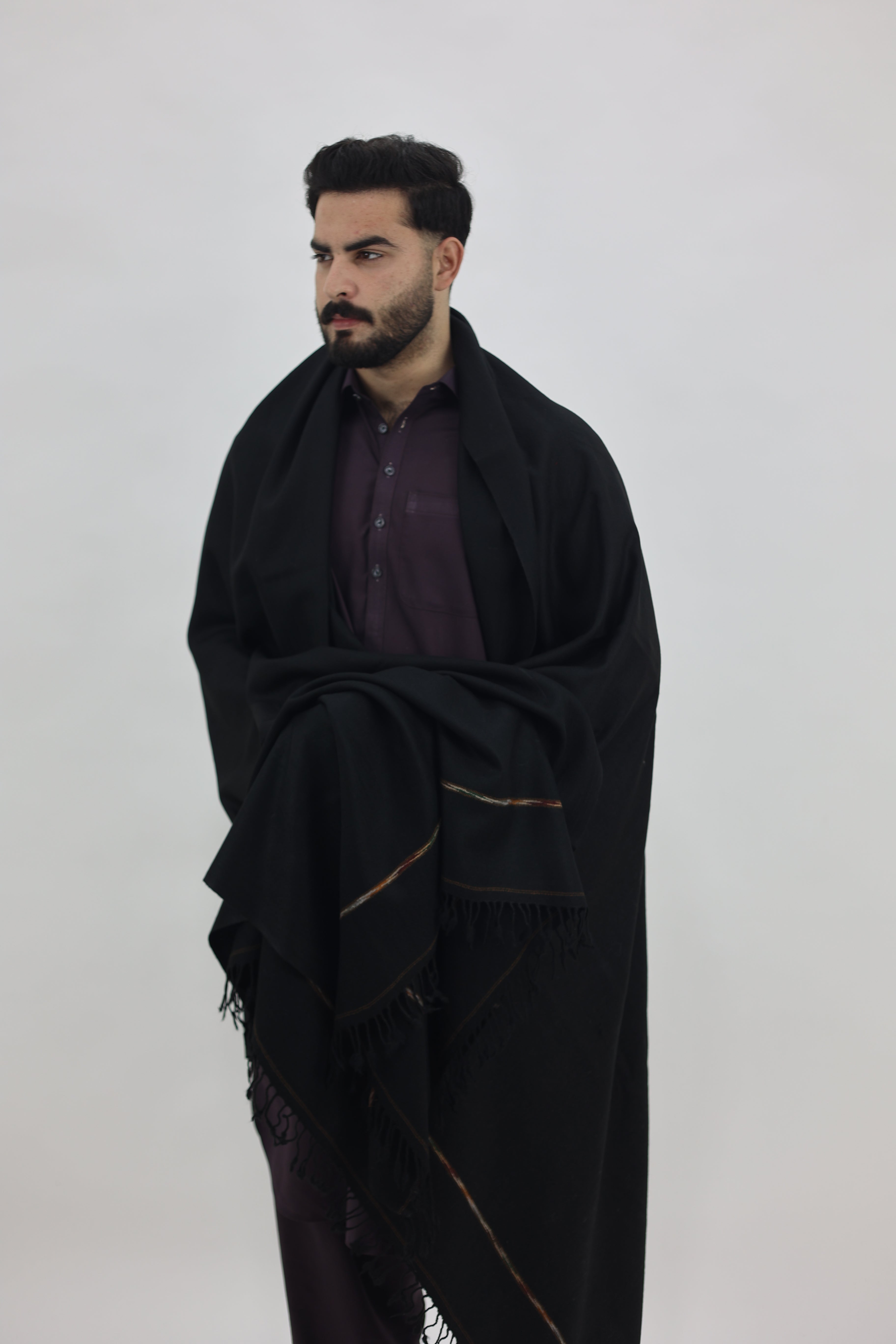 Lajvar Special black Pure Wool Shawl